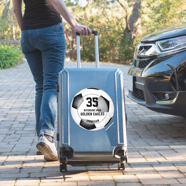 Sticker soccer ballon sur mesure joueur école club mascott (Valise Insitu)
