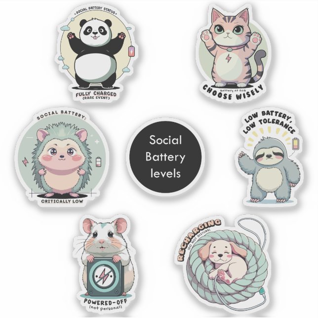 Sticker Social Battery Levels Sheet | Introvert Humor  (Devant)