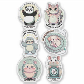 Sticker Social Battery Levels Sheet | Introvert Humor 