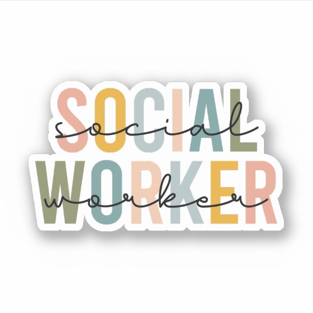 Sticker Social Worker, Cadeau MSW, Cadeau de travail socia (Devant)