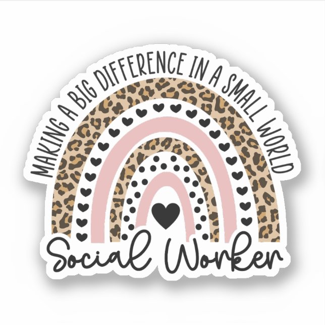 Sticker Social Worker Leopard Rainbow, Social Worker Cadea (Devant)