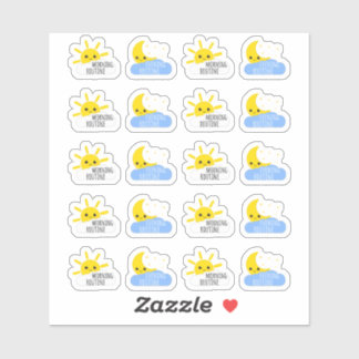 Sticker Soirée du matin Routine Kawaii Sun & Moon Planner