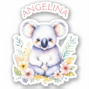Sticker Soirée personnalisée Koala Oear Baby Nursery Art