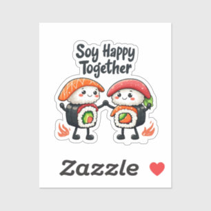 Sticker Soja heureux ensemble Sushi Kawaii Japonais Nourri
