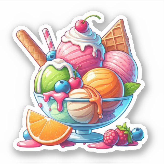 Sticker soleil crème glacée (Devant)