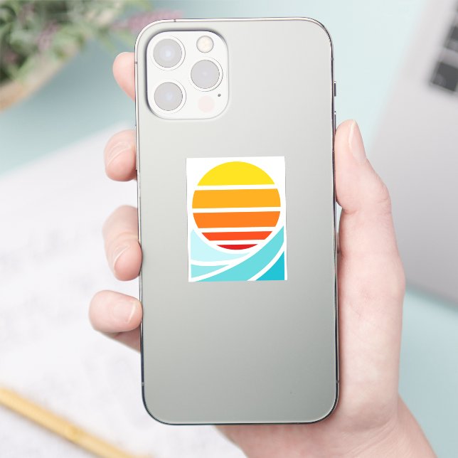Sticker Soleil sur les vagues océaniques, moderne (Téléphone)