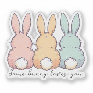 Sticker Some Bunny Loves You Contour personnalisé
