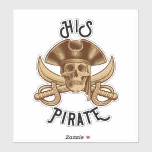 Sticker Son Crâne et Épée de Pirate Vintage avec Os Croisé
