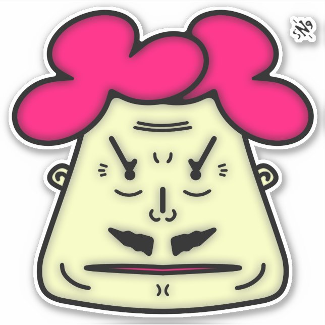 Sticker Son visage de dessin animé Mustache v1 (Devant)