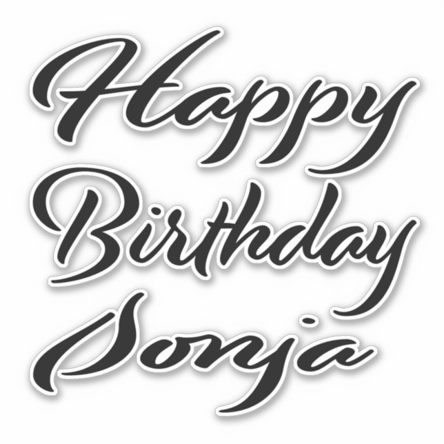 Sticker Sonja Nom Prénom Anniversaire de la Broderie noire (Devant)