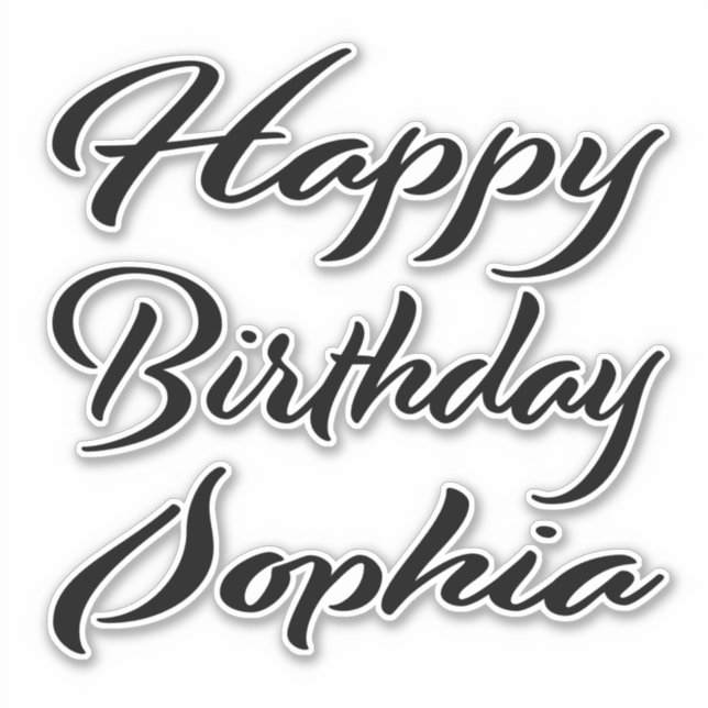 Sticker Sophia Nom Prénom Anniversaire de la Broderie noir (Devant)