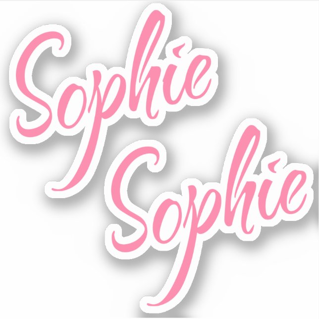 Sticker Sophie Nom Pink Cursive Police Lettrer x2 (Devant)