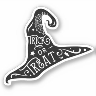 Sticker Sorcière Casquette Trick ou traiter Halloween noir