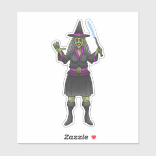 Sticker Sorcière d'Halloween verte