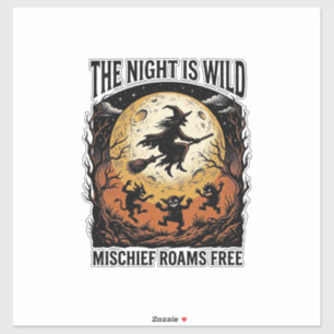 Sticker Sorcière Vintage Halloween Lunes Méfaits Graphique