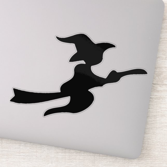 Sticker sorcière volante sur silhouette de broomstick (Détail)