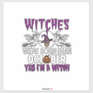 Sticker Sorcières Octobre Halloween Crâne Chapeau de Sorci