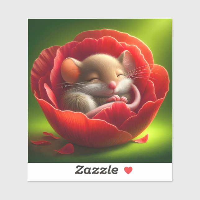 Sticker Souris Bébé très mignonne Dormir (Feuille)