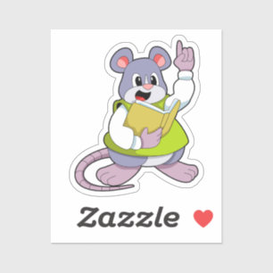 Sticker Souris comme enseignant avec livre