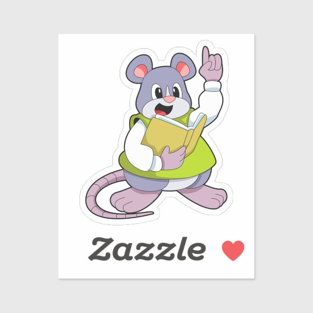 Sticker Souris comme enseignant avec livre (Feuille)