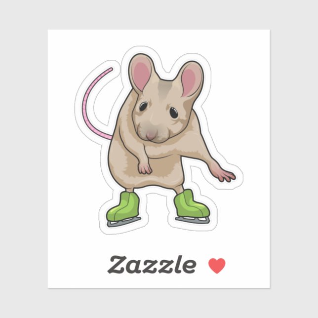 Sticker Souris Patinage sur glace Patins à glace (Feuille)