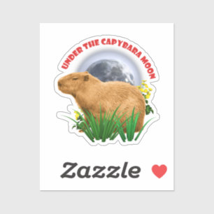 Sticker Sous la Lune du Capybara Capybara Drôle 