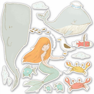 Sticker Sous l'ensemble d'autocollant de sirène de mer