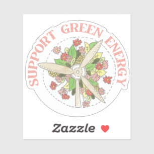 Sticker Soutenir l'énergie verte éolienne et les fleurs