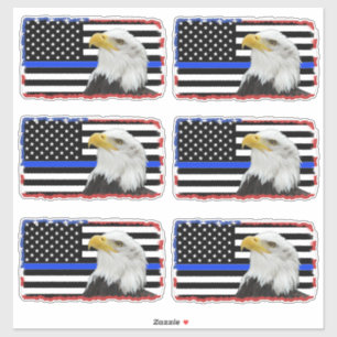 Sticker Soutien à l'aigle de police sur le drapeau américa