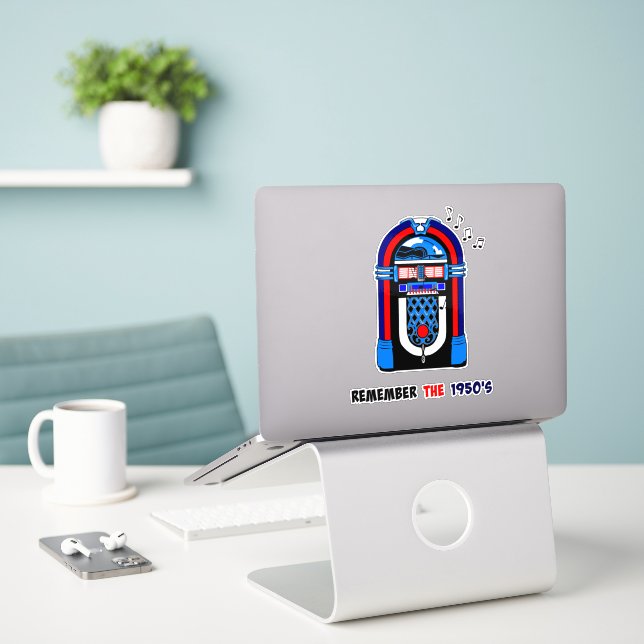 Sticker Souvenez-vous des années 50, juke-box, (Ordinateur portable sur le bureau)