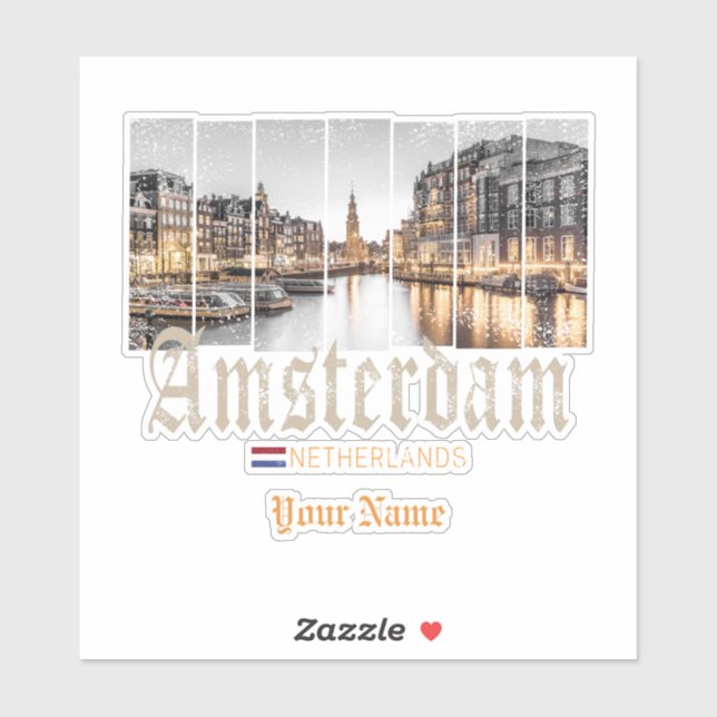 Sticker Souvenir d'Amsterdam Netherlands (Feuille)