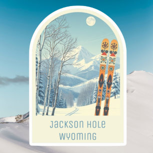 Sticker Souvenir de vacances de ski à Jackson Hole Wyoming