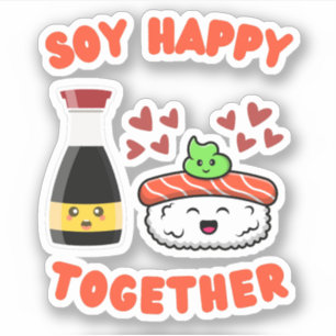 Sticker Soy Happy Ensemble Cute Soy Sauce Pun