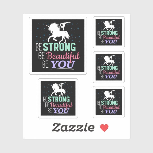 Sticker Soyez fort Beau Vous - Gymnastique Unicorn (Feuille)