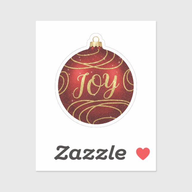 Sticker Sparkly JOY Christmas Ornament Holiday Message (Feuille)