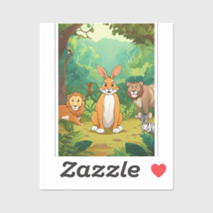 Sticker Speedy Rabbit's Jungle Showdown - Animal de dessin