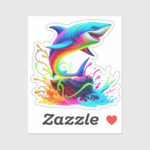 Sticker Splash de requin coloré