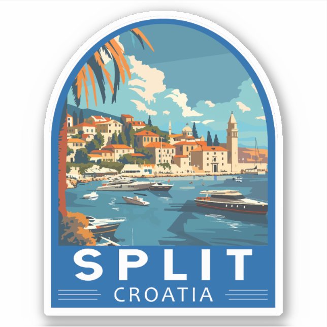 Sticker Split Croatie Travel Art Vintage (Devant)