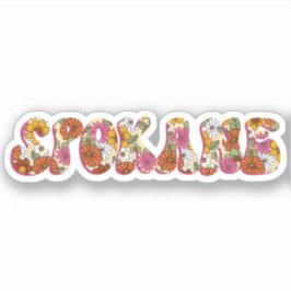Sticker Spokane WA Bright rose Boho Hippie Florale Ville
