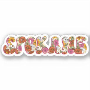 Sticker Spokane WA Bright rose Boho Hippie Florale Ville