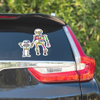 Sticker Squelette arc-en-ciel Famille isolée Halloween