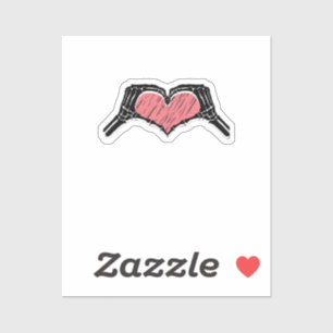 Sticker Squelette Coeur main signe Valentines Jour Classiq