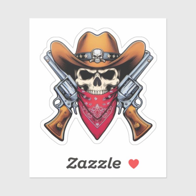 Sticker Squelette Cowboy Gunslinger (Feuille)