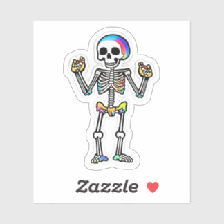 Sticker Squelette souriant Halloween Couleurs arc-en-ciel