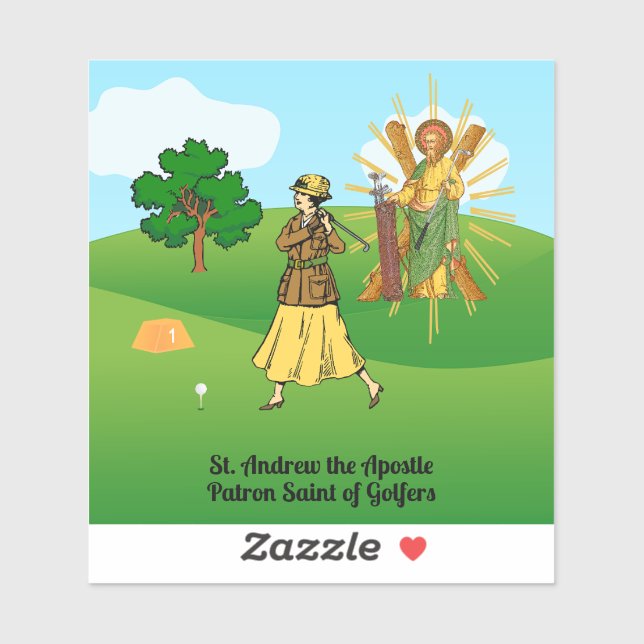 Sticker St. Andrew et Lady Golfer haut de gamme (Feuille)