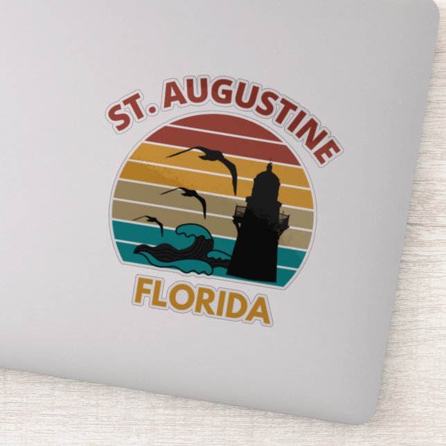 Sticker St Augustine Florida Retro Sunset Design (Détail)