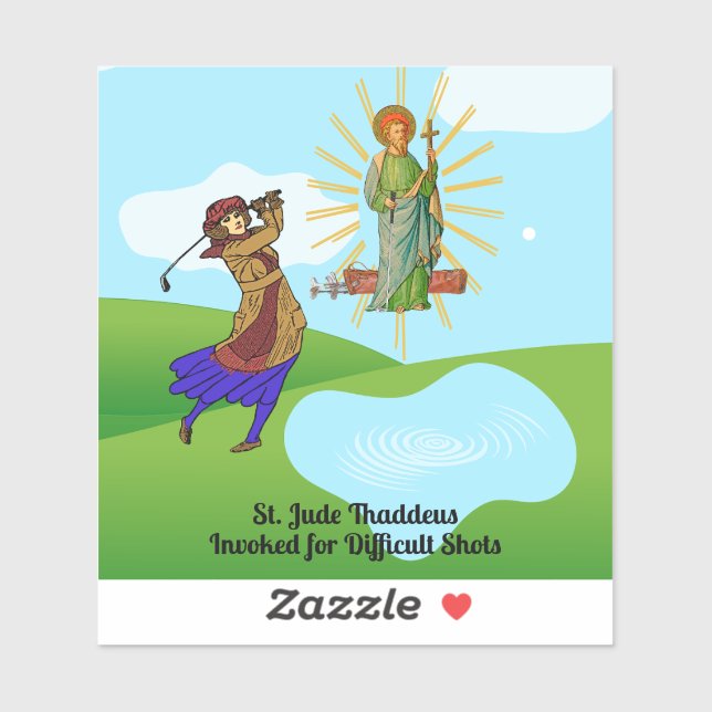 Sticker St. Jude Thaddeus & Intrepid Femme Golfeur (Feuille)