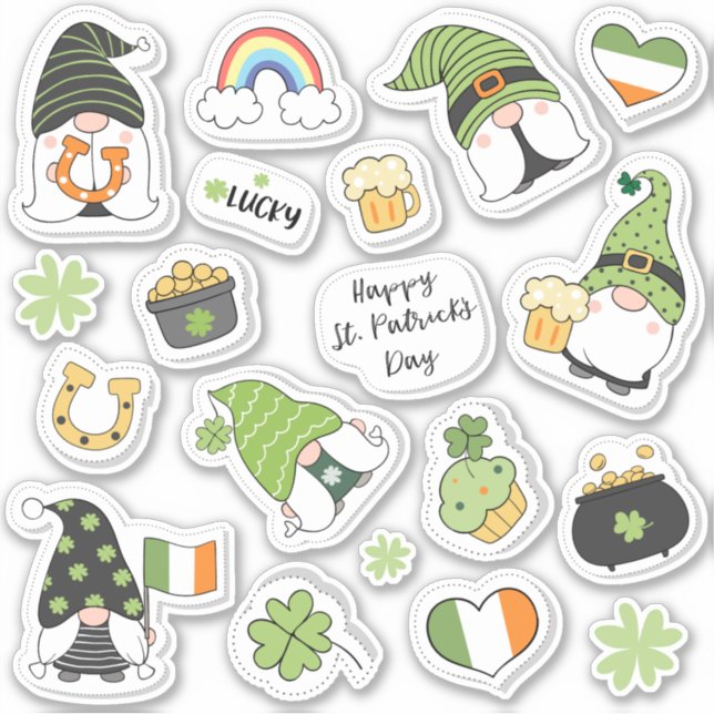Sticker St. Patrick's Day Différentes icônes amusantes et  (Devant)
