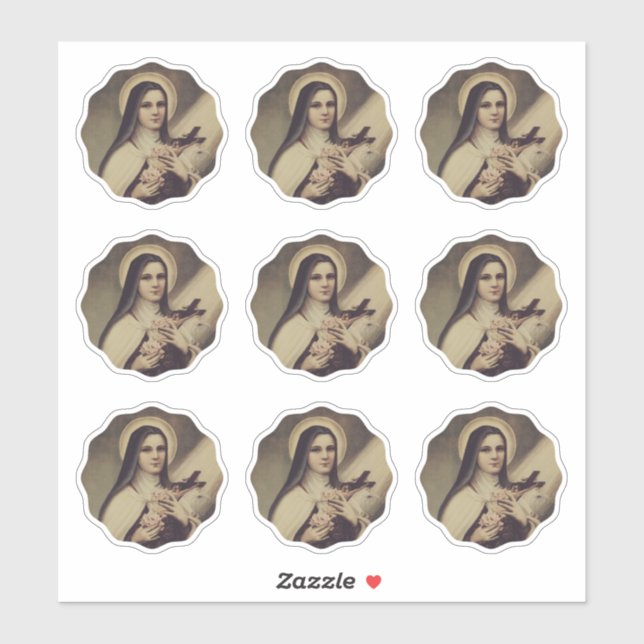 Sticker St Thérèse, la petite fleur de vinyle (Feuille)
