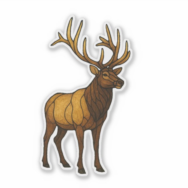 Sticker Stained Glass Elk (Devant)